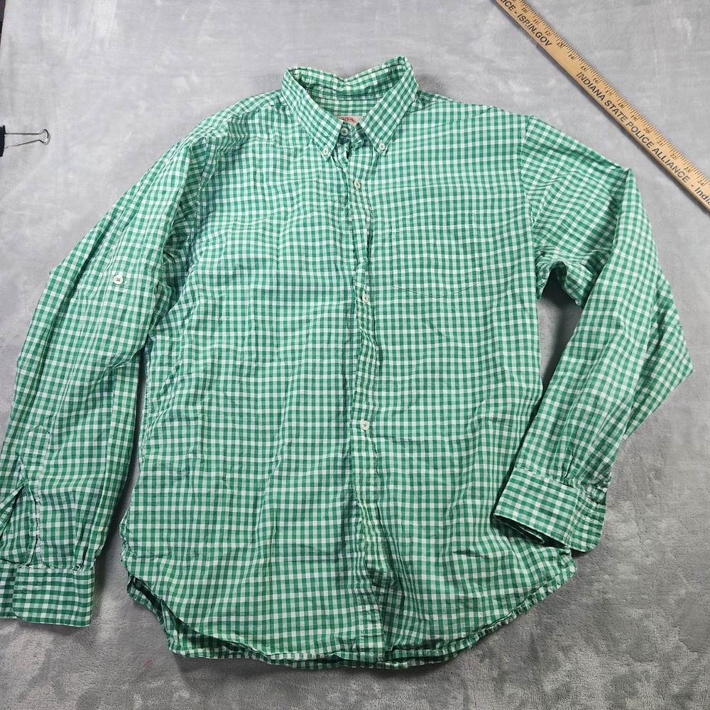 Brooks Brothers Green/White Gingham Check Button Down Collar Shirt Size: XL